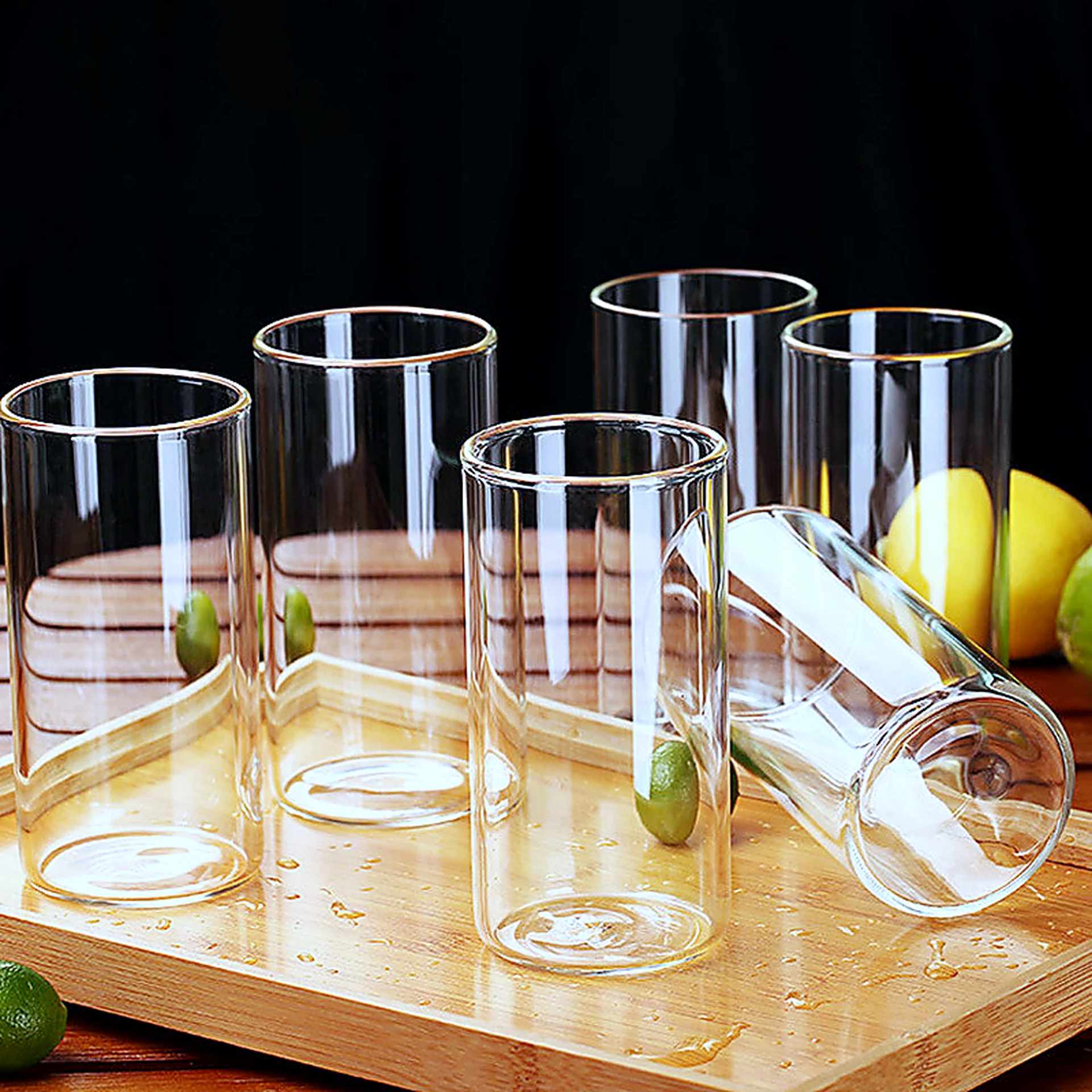 Straight Glass Cup Set 250-400ml for OEM wholesale glassware projects