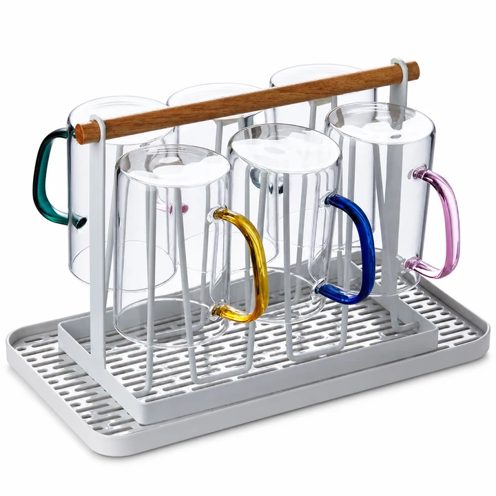 Colored Handle Glass Cup 300ml for an OEM glassware order