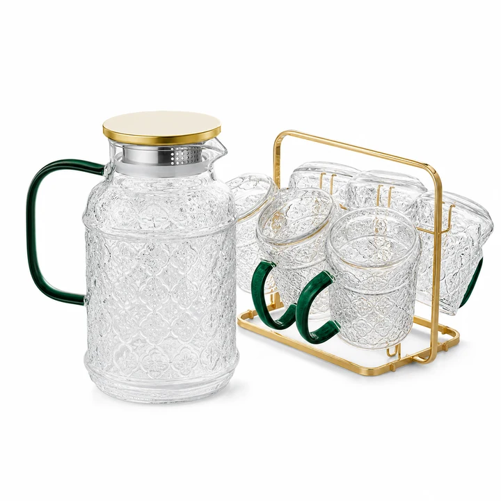 Glass Water Pitcher and Cup Set for an OEM glassware order