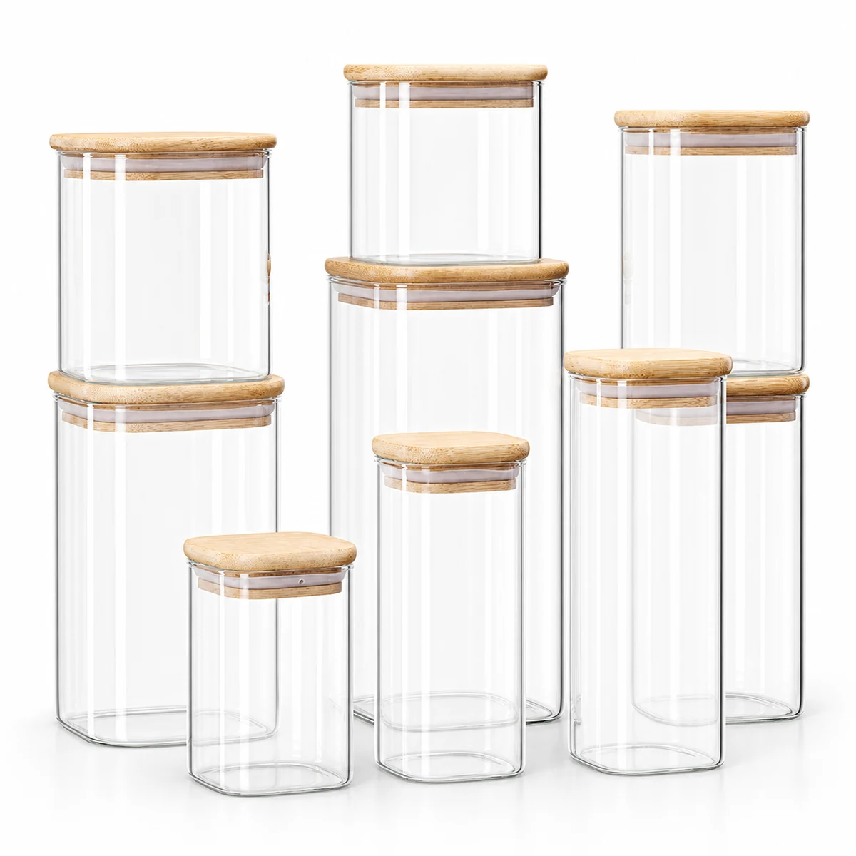 4 oz Square Glass Spice Jars with Bamboo Lids and Labels with a related real Guangyi supply catalog reference